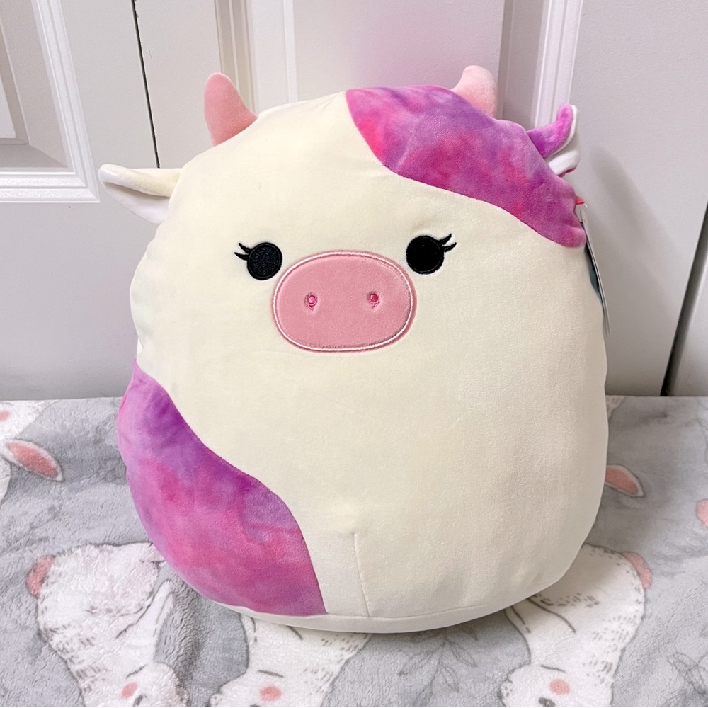 Squishmallows Kalina the Cow Pink Purple 12”